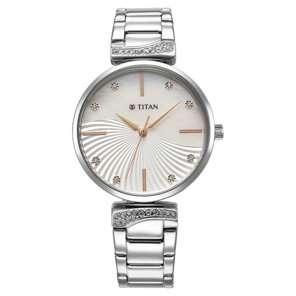 Titan Purple Style Up Quartz Analog Mother Of Pearl Dial