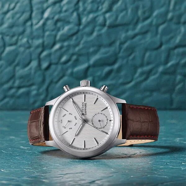 Titan Sapphire Multifunction Quartz Analog with Day and Date Watch