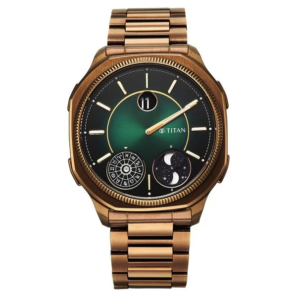 Titan Stellar Jumping Hour Micromotors Zodiac Analog with Dual Moonphase Watch